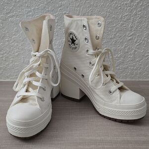 Converse Chuck 70 De Luxe Heel Platform Boots - Egret White High Top. Size W7 M5